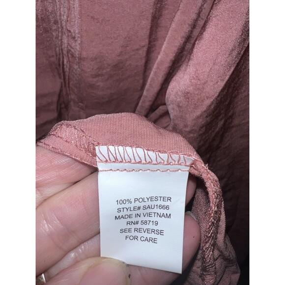 NY Collection Satin Blouse Womens Plus Sz 3X Pink Top Pullover Tie Neck New - Picture 6 of 10